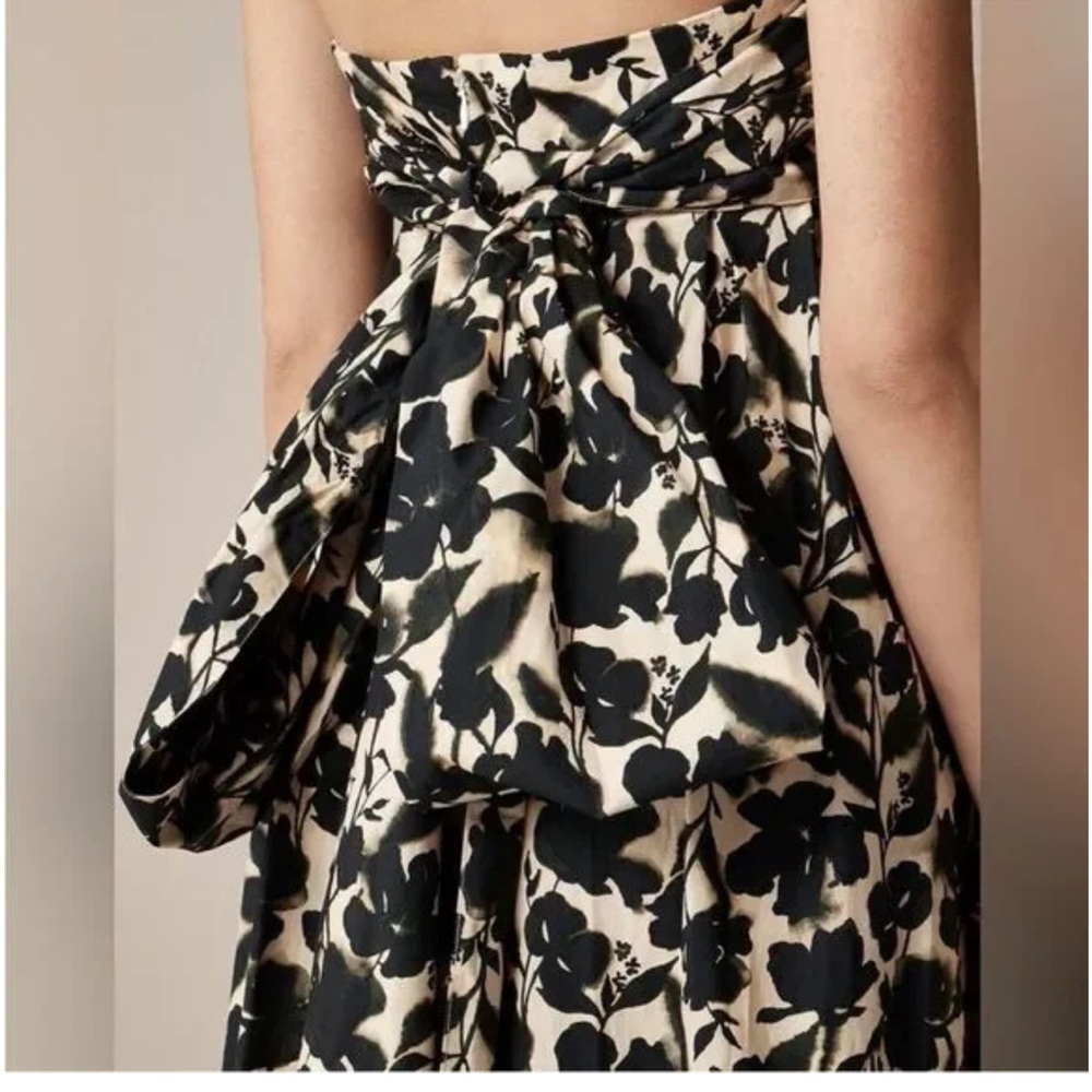 J. Crew Strapless Black & Cream Floral Maxi Dress - Picture 2 of 9